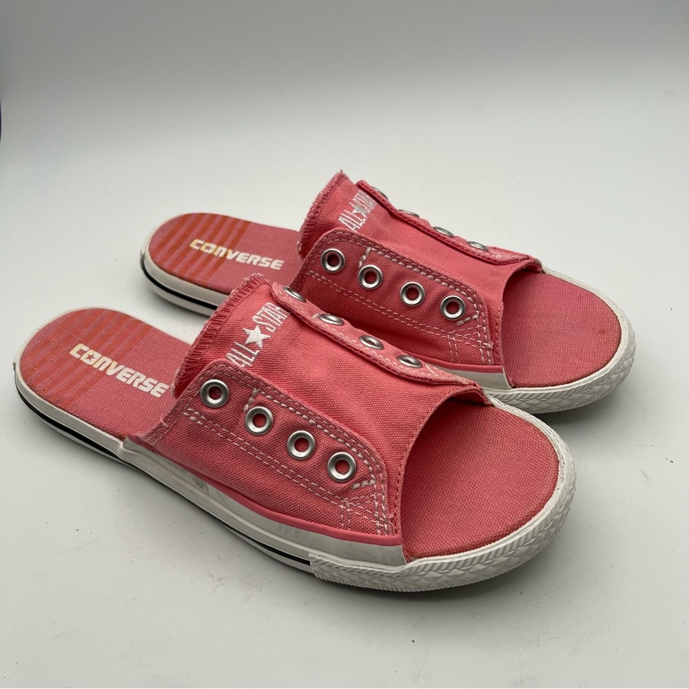 Vintage Converse All Star Pink Slides Sandals Cut Away Shoes Men's 6 Women's 8